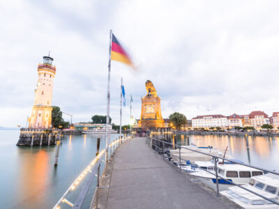 Lindau, Lake Constance (Bodensee), Germany – Lindau harbour entrance, Bavarian Lion and lighthouse ©GNTB, Axel Brunst – – (6544) EXPIRES 19.08.2027